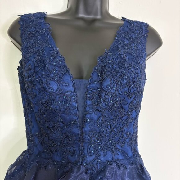 ED Young Navy High-Low Cocktail Dress - Size: Small – NWOT - Picture 2 of 11